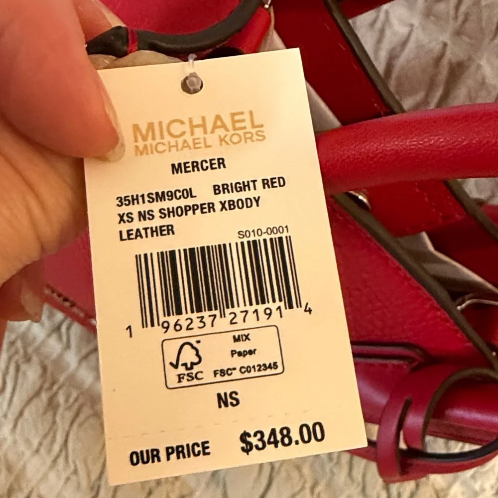 Michael Kors Bright Red Mini Shopper Crossbody bag-NWT